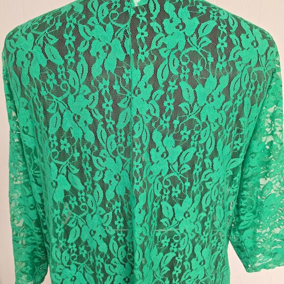 Women's Lularoe Green Lace Kimono Cardigan 3/4 Sleeves | Size Medium - Picture 4 of 7